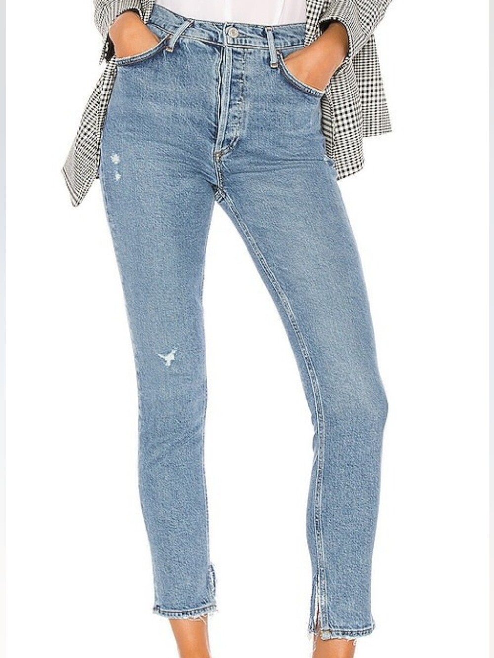 AGOLDE Nico High Rise Slim Distressed Cropped Jeans Headlines Wash Size 24
